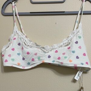 SKIMS Multicolor Heart Print Lace Bralette